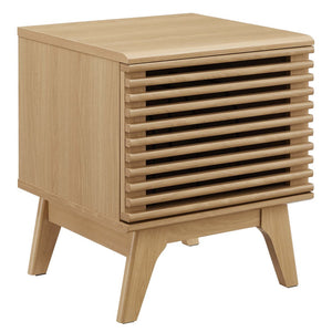 Modway Furniture Render Vinyl Record Display Stand - Mid-Century Modern Storage for Stylish Vinyl Organization Oak EEI-4262-OAK