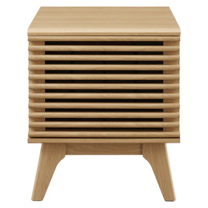 Modway Furniture Render Vinyl Record Display Stand - Mid-Century Modern Storage for Stylish Vinyl Organization Oak EEI-4262-OAK