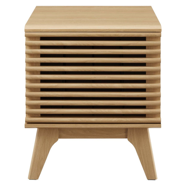 Modway Furniture Render Vinyl Record Display Stand - Mid-Century Modern Storage for Stylish Vinyl Organization Oak EEI-4262-OAK