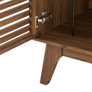 Modway Furniture Render Vinyl Record Display Stand - Mid-Century Modern Storage for Stylish Vinyl Organization Walnut EEI-4262-WAL