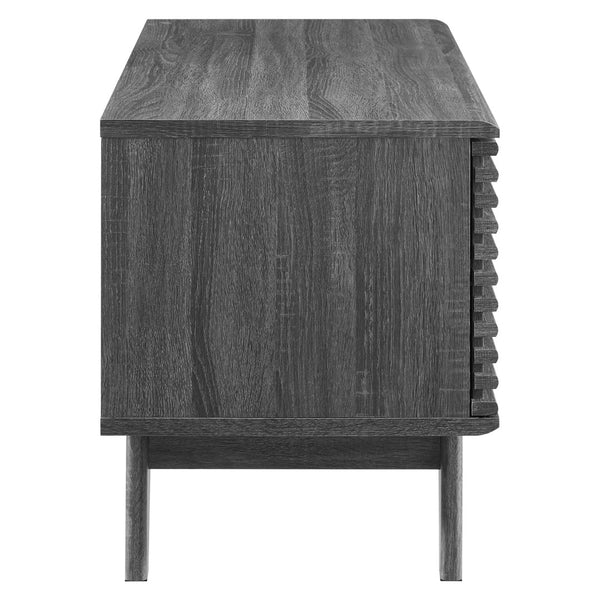 Modway Furniture Render Vinyl Record Display Stand - Mid-Century Modern Storage Console for Vinyl Lovers and Collectors Charcoal EEI-4263-CHA
