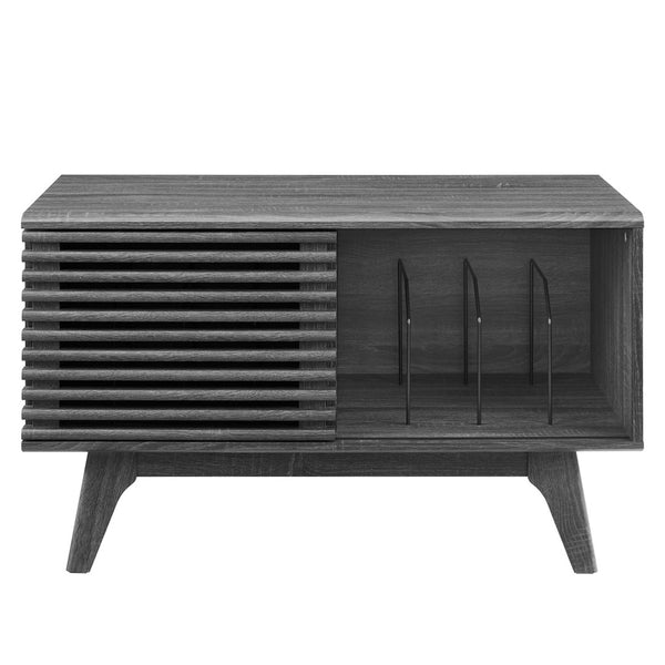 Modway Furniture Render Vinyl Record Display Stand - Mid-Century Modern Storage Console for Vinyl Lovers and Collectors Charcoal EEI-4263-CHA