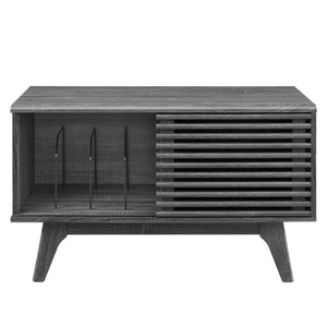 Modway Furniture Render Vinyl Record Display Stand - Mid-Century Modern Storage Console for Vinyl Lovers and Collectors Charcoal EEI-4263-CHA