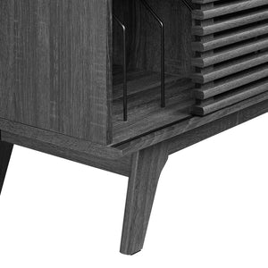 Modway Furniture Render Vinyl Record Display Stand - Mid-Century Modern Storage Console for Vinyl Lovers and Collectors Charcoal EEI-4263-CHA