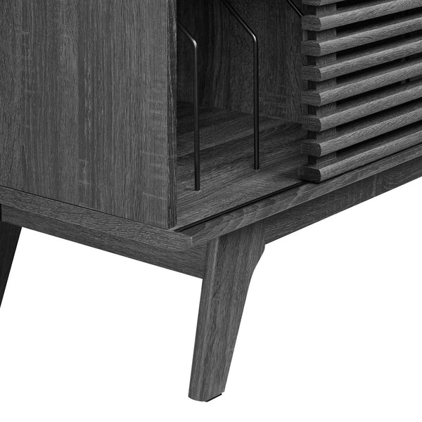 Modway Furniture Render Vinyl Record Display Stand - Mid-Century Modern Storage Console for Vinyl Lovers and Collectors Charcoal EEI-4263-CHA