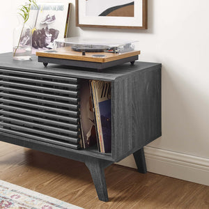 Modway Furniture Render Vinyl Record Display Stand - Mid-Century Modern Storage Console for Vinyl Lovers and Collectors Charcoal EEI-4263-CHA