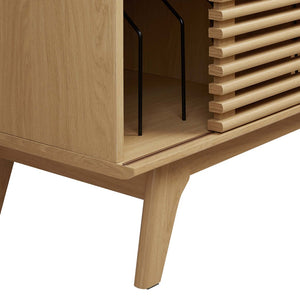 Modway Furniture Render Vinyl Record Display Stand - Mid-Century Modern Storage Console for Vinyl Lovers and Collectors Oak EEI-4263-OAK