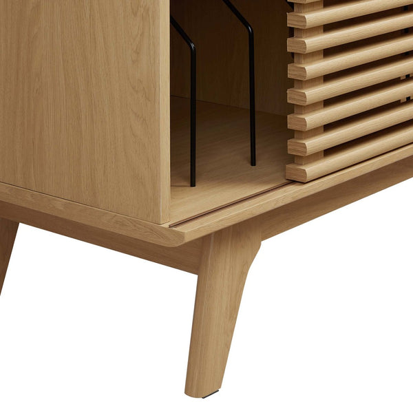 Modway Furniture Render Vinyl Record Display Stand - Mid-Century Modern Storage Console for Vinyl Lovers and Collectors Oak EEI-4263-OAK