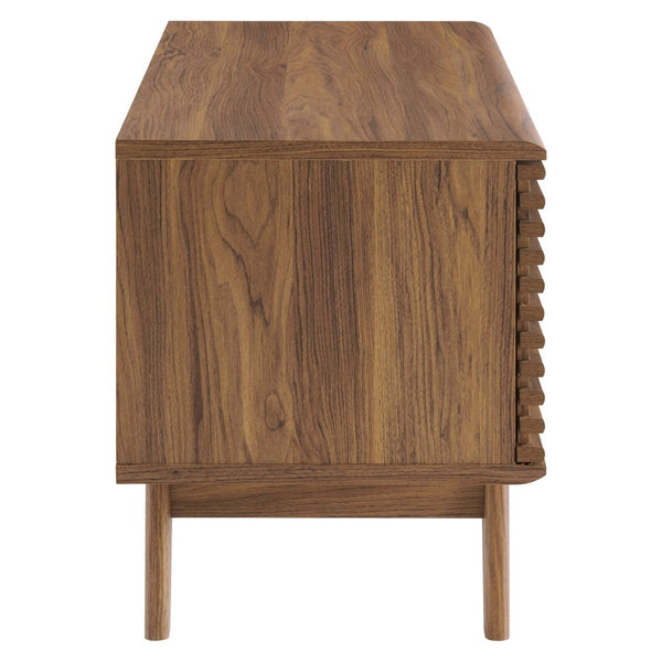 Modway Furniture Render Vinyl Record Display Stand - Mid-Century Modern Storage Console for Vinyl Lovers and Collectors Walnut EEI-4263-WAL