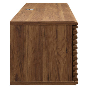 Modway Furniture Render 60" Wall-Mount Media Console - Stylish Walnut TV Stand with Hidden Storage & Cable Management EEI-4267-WAL