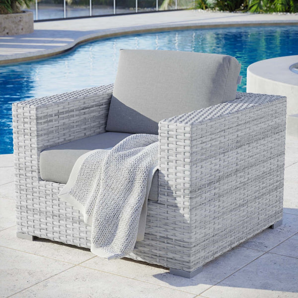 Modway Furniture Convene Outdoor Patio Armchair - Stylish Modular Design with Weather-Resistant Comfort and Style Light Gray Gray EEI-4297-LGR-GRY