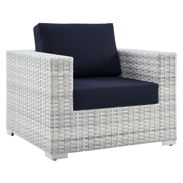 Modway Furniture Convene Outdoor Patio Armchair - Stylish Modular Design with Weather-Resistant Comfort and Style Light Gray Navy EEI-4297-LGR-NAV