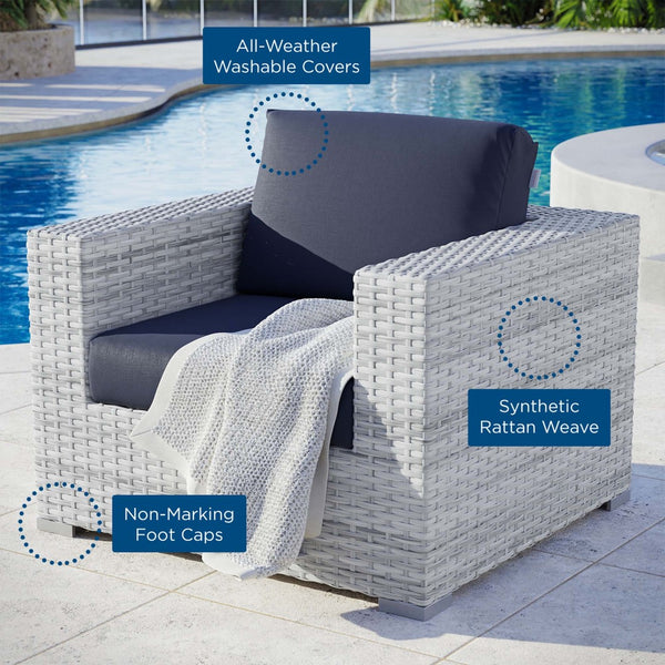 Modway Furniture Convene Outdoor Patio Armchair - Stylish Modular Design with Weather-Resistant Comfort and Style Light Gray Navy EEI-4297-LGR-NAV