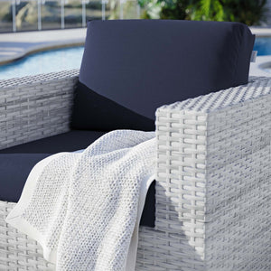 Modway Furniture Convene Outdoor Patio Armchair - Stylish Modular Design with Weather-Resistant Comfort and Style Light Gray Navy EEI-4297-LGR-NAV