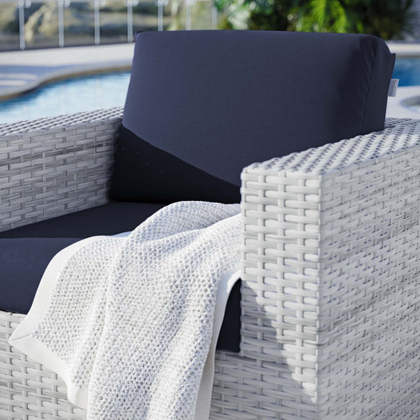 Modway Furniture Convene Outdoor Patio Armchair - Stylish Modular Design with Weather-Resistant Comfort and Style Light Gray Navy EEI-4297-LGR-NAV