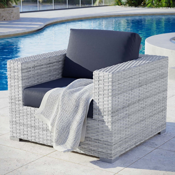 Modway Furniture Convene Outdoor Patio Armchair - Stylish Modular Design with Weather-Resistant Comfort and Style Light Gray Navy EEI-4297-LGR-NAV