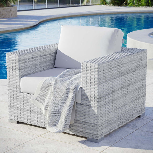 Modway Furniture Convene Outdoor Patio Armchair - Stylish Modular Design with Weather-Resistant Comfort and Style Light Gray White EEI-4297-LGR-WHI