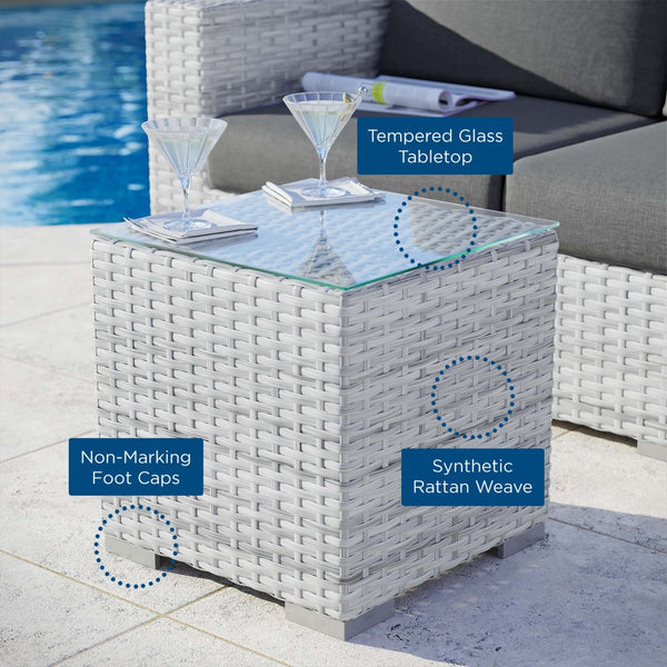Modway Furniture Convene Outdoor Patio Side Table - Stylish Light Gray Accent for Versatile Outdoor Spaces & Décor EEI-4300-LGR
