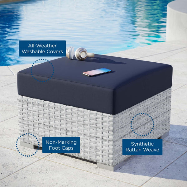 Modway Furniture Convene Outdoor Patio Ottoman - Versatile Square with Comfortable Cushions & Weather-Resistant Design EEI-4301-LGR-NAV