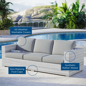 Modway Furniture Convene Outdoor Patio Sectional Sofa – Durable Modular Design with Plush All-Weather Cushions Light Gray Gray EEI-4305-LGR-GRY