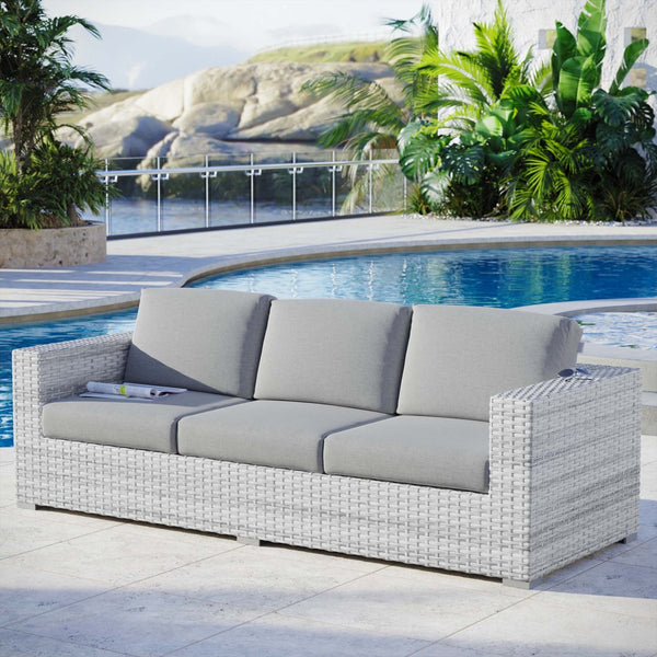 Modway Furniture Convene Outdoor Patio Sectional Sofa – Durable Modular Design with Plush All-Weather Cushions Light Gray Gray EEI-4305-LGR-GRY