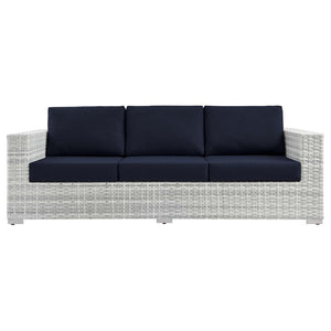 Modway Furniture Convene Outdoor Patio Sectional Sofa – Durable Modular Design with Plush All-Weather Cushions Light Gray Navy EEI-4305-LGR-NAV