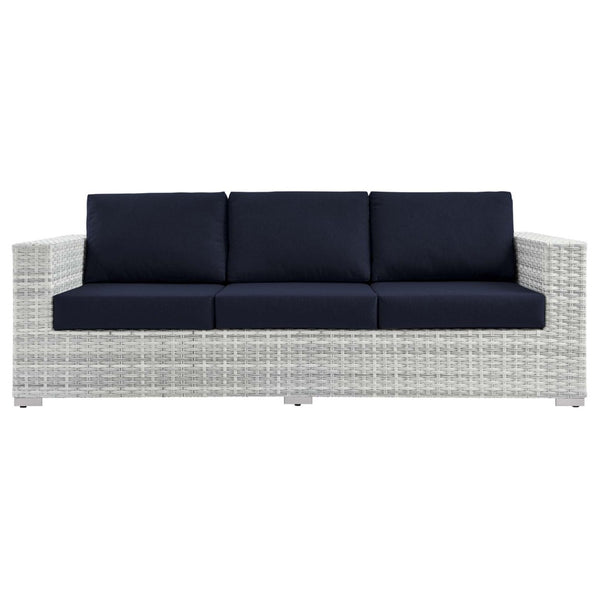 Modway Furniture Convene Outdoor Patio Sectional Sofa – Durable Modular Design with Plush All-Weather Cushions Light Gray Navy EEI-4305-LGR-NAV