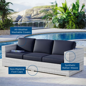 Modway Furniture Convene Outdoor Patio Sectional Sofa – Durable Modular Design with Plush All-Weather Cushions Light Gray Navy EEI-4305-LGR-NAV