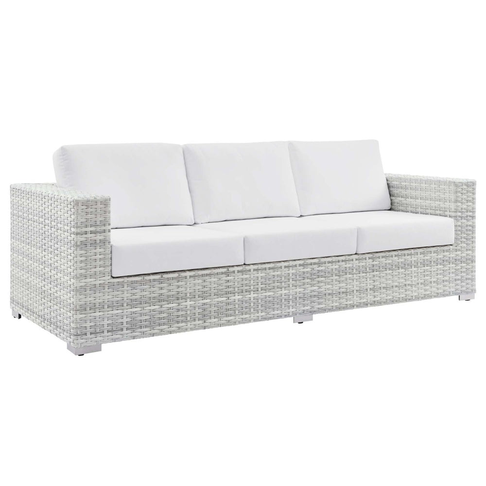 Modway Furniture Convene Outdoor Patio Sectional Sofa – Durable Modular Design with Plush All-Weather Cushions Light Gray White EEI-4305-LGR-WHI