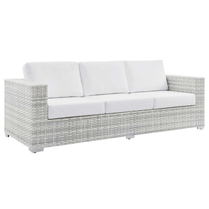 Modway Furniture Convene Outdoor Patio Sectional Sofa – Durable Modular Design with Plush All-Weather Cushions Light Gray White EEI-4305-LGR-WHI