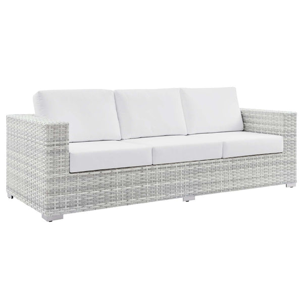 Modway Furniture Convene Outdoor Patio Sectional Sofa – Durable Modular Design with Plush All-Weather Cushions Light Gray White EEI-4305-LGR-WHI