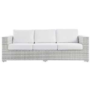 Modway Furniture Convene Outdoor Patio Sectional Sofa – Durable Modular Design with Plush All-Weather Cushions Light Gray White EEI-4305-LGR-WHI