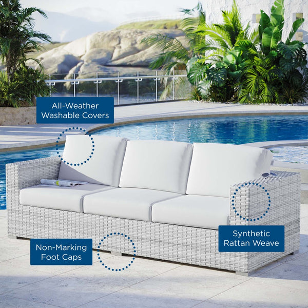 Modway Furniture Convene Outdoor Patio Sectional Sofa – Durable Modular Design with Plush All-Weather Cushions Light Gray White EEI-4305-LGR-WHI