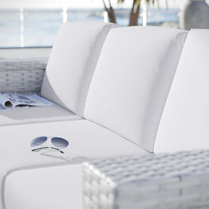 Modway Furniture Convene Outdoor Patio Sectional Sofa – Durable Modular Design with Plush All-Weather Cushions Light Gray White EEI-4305-LGR-WHI