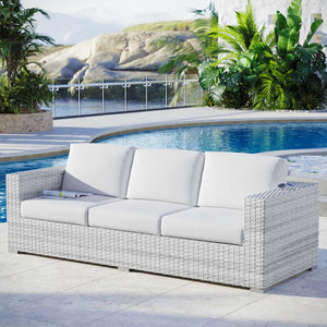Modway Furniture Convene Outdoor Patio Sectional Sofa – Durable Modular Design with Plush All-Weather Cushions Light Gray White EEI-4305-LGR-WHI