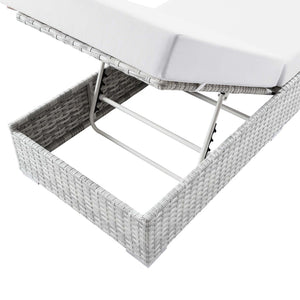 Modway Furniture Convene Outdoor Patio Chaise - Stylish & Versatile Light Gray Lounger for Ultimate Relaxation EEI-4307-LGR-WHI