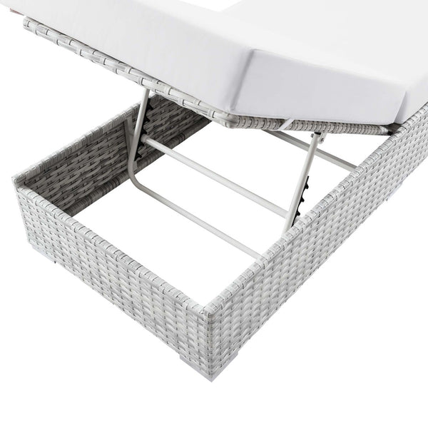 Modway Furniture Convene Outdoor Patio Chaise - Stylish & Versatile Light Gray Lounger for Ultimate Relaxation EEI-4307-LGR-WHI