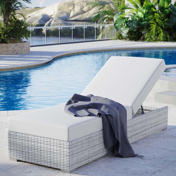 Modway Furniture Convene Outdoor Patio Chaise - Stylish & Versatile Light Gray Lounger for Ultimate Relaxation EEI-4307-LGR-WHI
