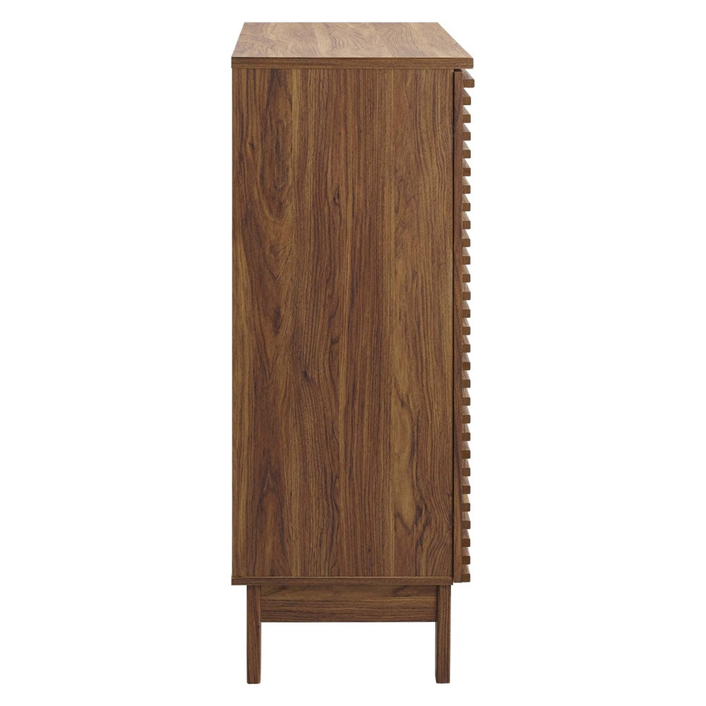 Modway Furniture Render Mid-Century Modern Bar Cabinet - Stylish Walnut Storage with Soft-Close Drawers & Racks EEI-4311-WAL