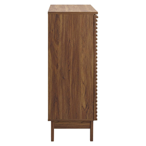 Modway Furniture Render Mid-Century Modern Bar Cabinet - Stylish Walnut Storage with Soft-Close Drawers & Racks EEI-4311-WAL