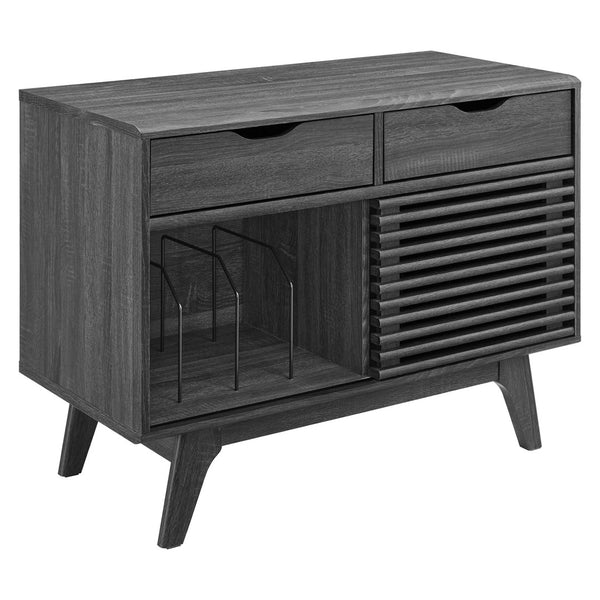 Modway Furniture Render Vinyl Record Display Stand for Modern Homes - Stylish Storage for Vinyls and Accessories Charcoal EEI-4323-CHA