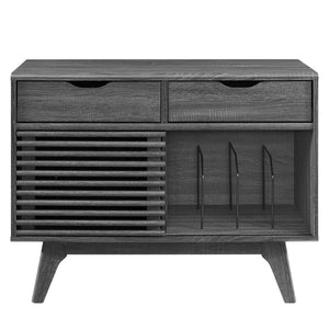 Modway Furniture Render Vinyl Record Display Stand for Modern Homes - Stylish Storage for Vinyls and Accessories Charcoal EEI-4323-CHA