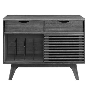 Modway Furniture Render Vinyl Record Display Stand for Modern Homes - Stylish Storage for Vinyls and Accessories Charcoal EEI-4323-CHA