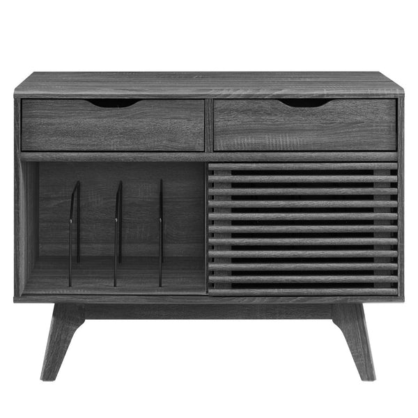 Modway Furniture Render Vinyl Record Display Stand for Modern Homes - Stylish Storage for Vinyls and Accessories Charcoal EEI-4323-CHA