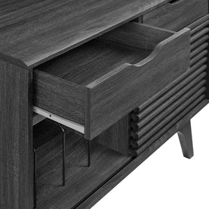 Modway Furniture Render Vinyl Record Display Stand for Modern Homes - Stylish Storage for Vinyls and Accessories Charcoal EEI-4323-CHA