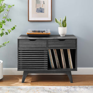 Modway Furniture Render Vinyl Record Display Stand for Modern Homes - Stylish Storage for Vinyls and Accessories Charcoal EEI-4323-CHA