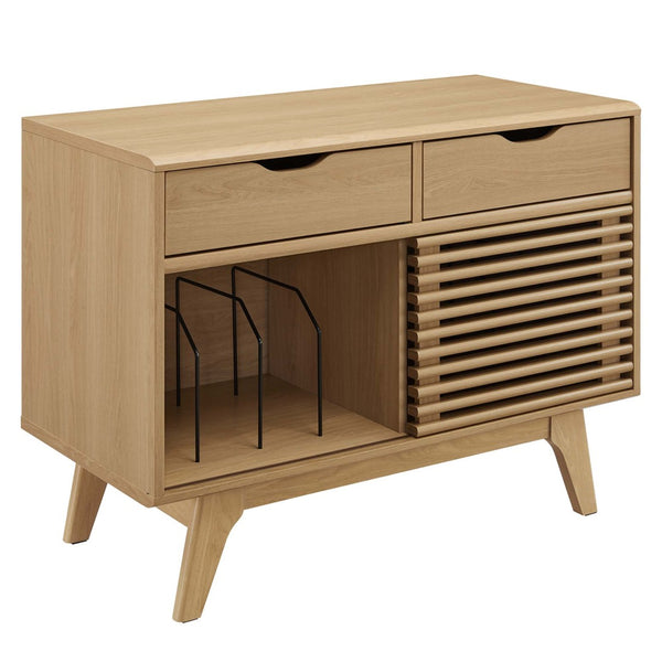 Modway Furniture Render Vinyl Record Display Stand for Modern Homes - Stylish Storage for Vinyls and Accessories Oak EEI-4323-OAK