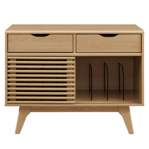 Modway Furniture Render Vinyl Record Display Stand for Modern Homes - Stylish Storage for Vinyls and Accessories Oak EEI-4323-OAK