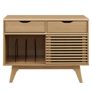 Modway Furniture Render Vinyl Record Display Stand for Modern Homes - Stylish Storage for Vinyls and Accessories Oak EEI-4323-OAK
