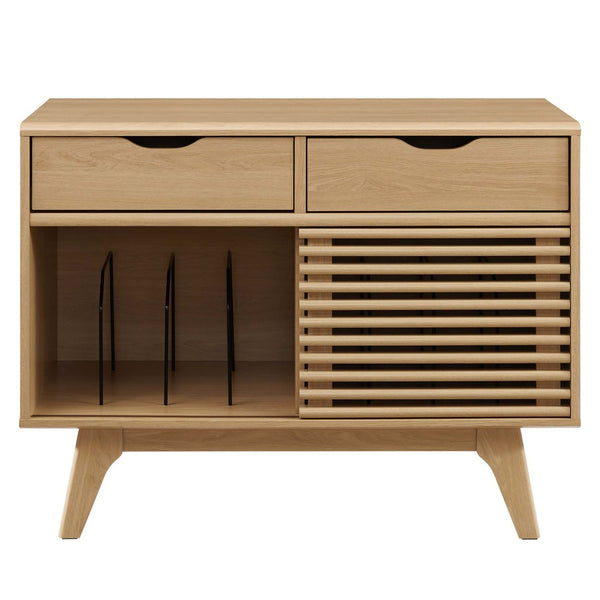 Modway Furniture Render Vinyl Record Display Stand for Modern Homes - Stylish Storage for Vinyls and Accessories Oak EEI-4323-OAK